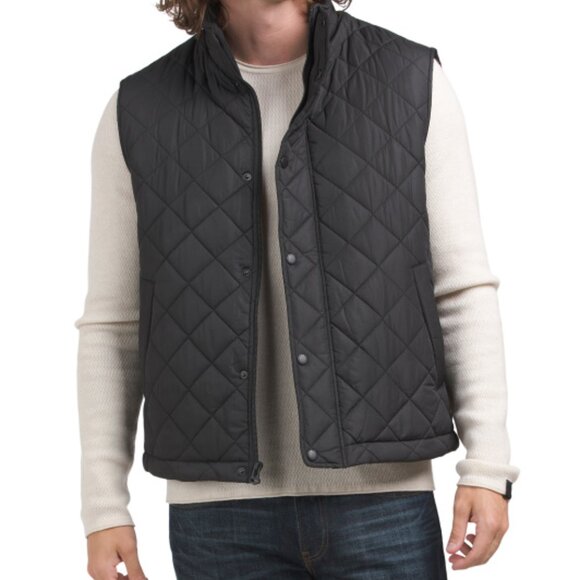 NEW COLE HAAN SIGNATURE Diamond Quilted Nylon Vest black for men 266tn